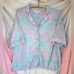 PJ Salvage Leopard Button Down Short Sleeve Pajama Top 🌵M